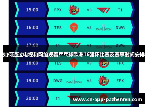 如何通过电视和网络观看乒乓球欧洲16强杯比赛及赛事时间安排