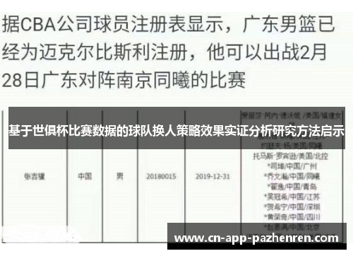基于世俱杯比赛数据的球队换人策略效果实证分析研究方法启示